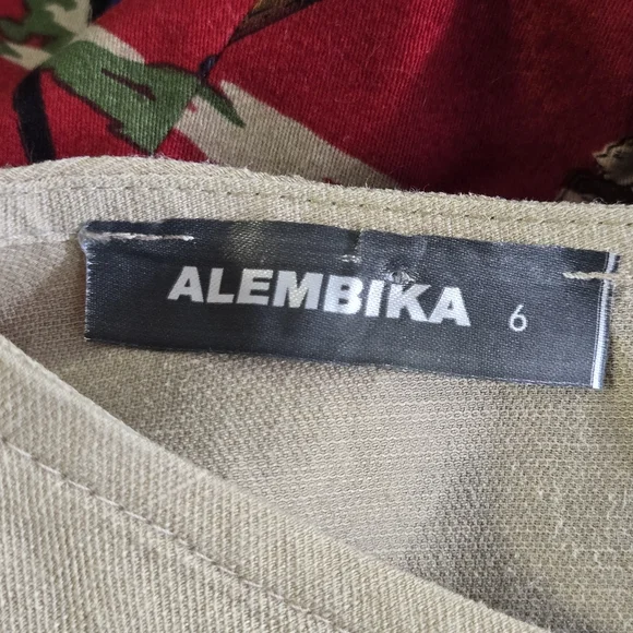 Alembika Belle Linen Tencel Top Size 18 Boxy Oversize Short Sleeve Khaki Black - Picture 3 of 15